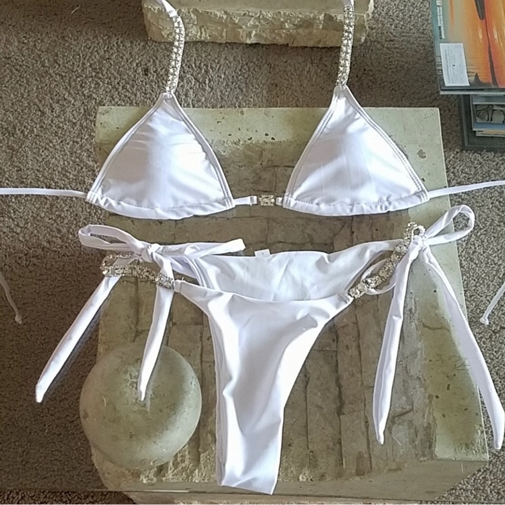 White Bikini Set w/ Rhinestones